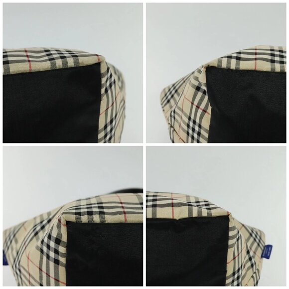 BURBERRY Nova Check Blue Label Tote Bag Nylon Beige Silver Auth - Picture 15 of 15